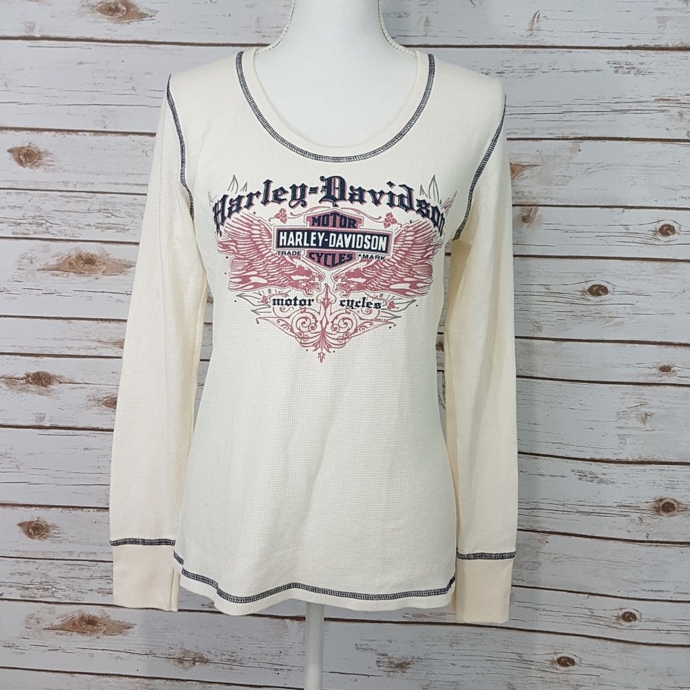 Harley-Davidson Waffle Knit Long Sleeves Tee